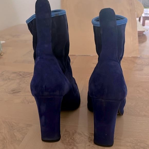 Loriblu Womens Booties Genuine Leather (Suede) Hi hill Colour Blue - Picture 3 of 5